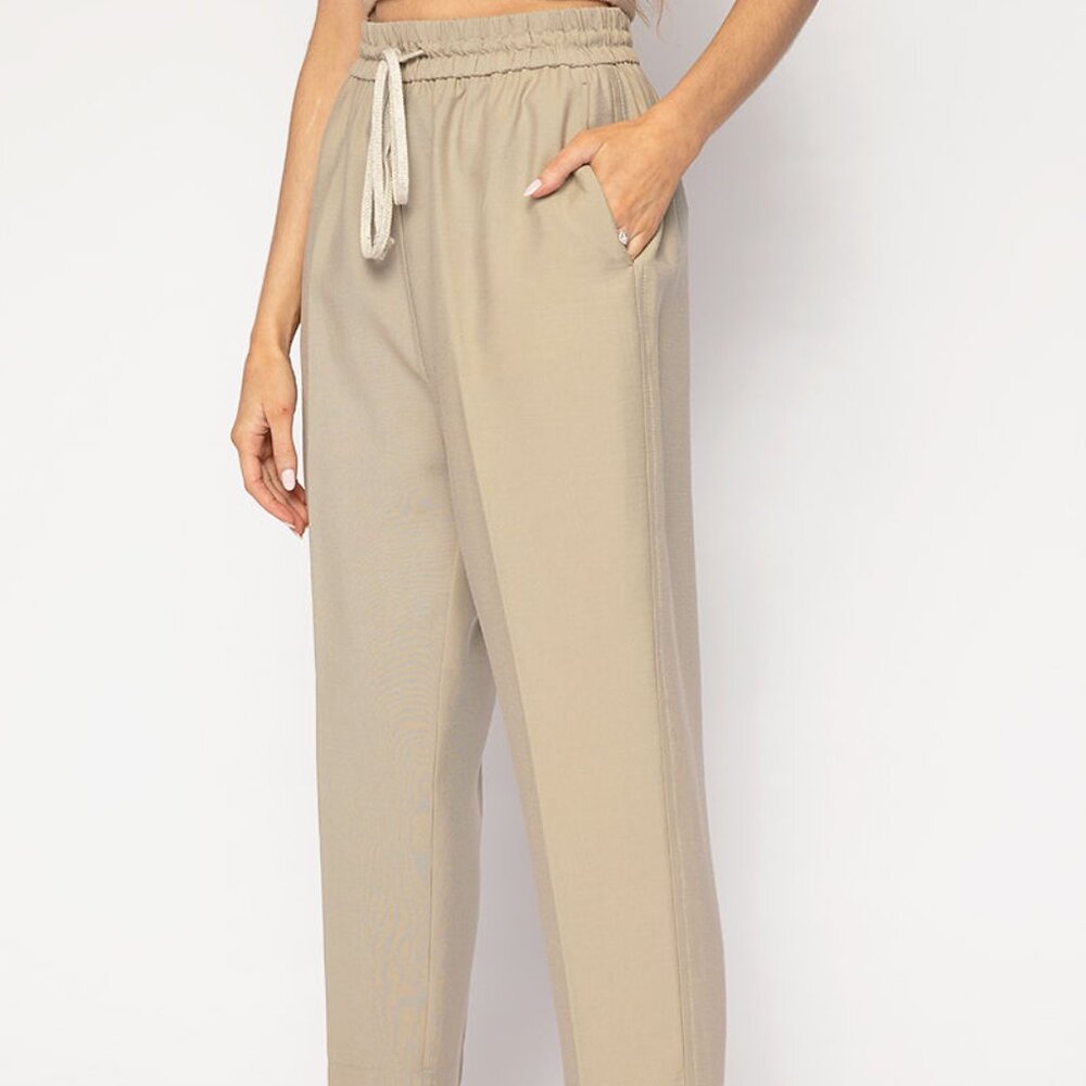 FORTE FORTE Sand-Washed Drawstring Pant in Khaki